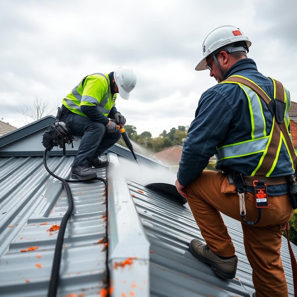 Technician completing controlled roof testing